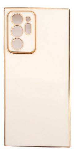 Capinha Para Sm Note20 Pro Ultra Com Detalhes Dourados Branco Detalhes Em Dourado